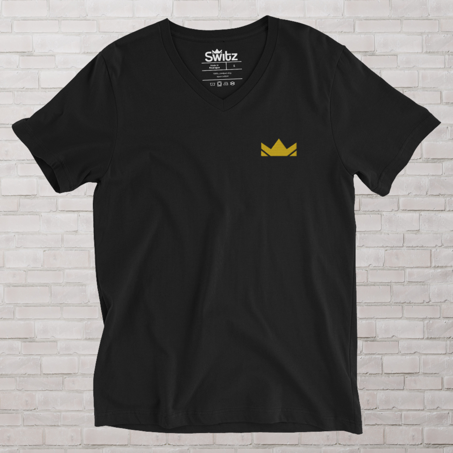 Mens SWITZ Short Sleeve V-Neck Crown T-Shirt