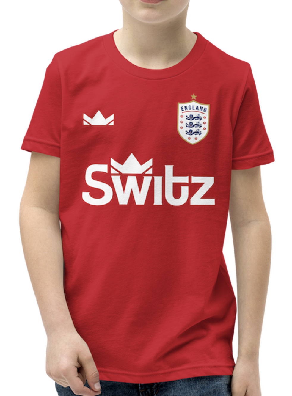 🏴󠁧󠁢󠁥󠁮󠁧󠁿 YOUTH - SWITZ ENGLAND FOOTBALL T-SHIRT - RED 🏴󠁧󠁢󠁥󠁮󠁧󠁿