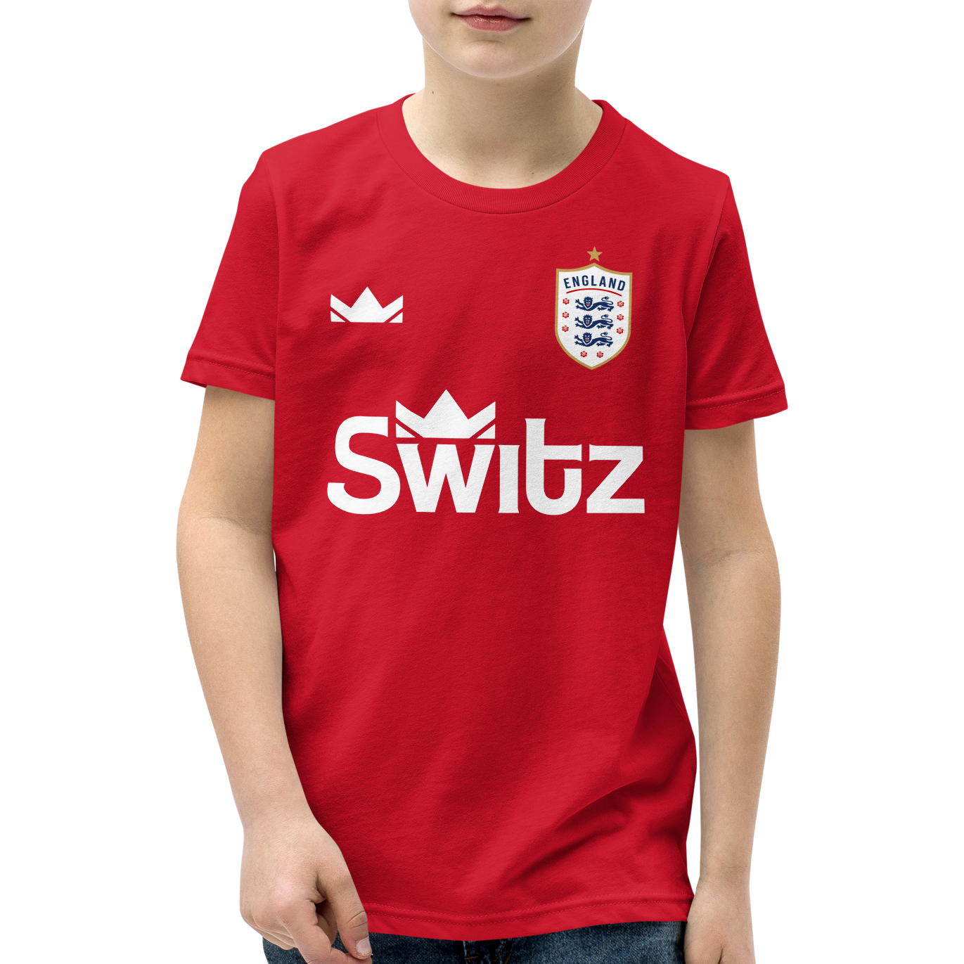 🏴󠁧󠁢󠁥󠁮󠁧󠁿 YOUTH - SWITZ ENGLAND FOOTBALL T-SHIRT - RED 🏴󠁧󠁢󠁥󠁮󠁧󠁿