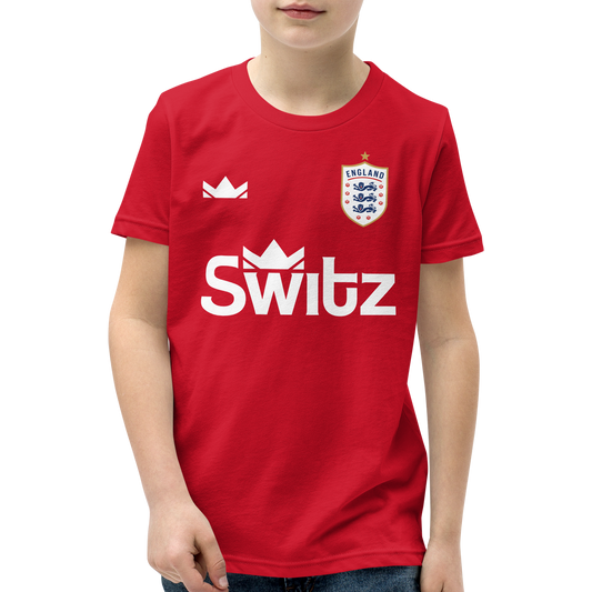 🏴󠁧󠁢󠁥󠁮󠁧󠁿 YOUTH - SWITZ ENGLAND FOOTBALL T-SHIRT - RED 🏴󠁧󠁢󠁥󠁮󠁧󠁿
