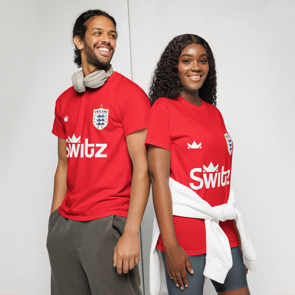 🏴󠁧󠁢󠁥󠁮󠁧󠁿 SWITZ ENGLAND FOOTBALL T-SHIRT - RED 🏴󠁧󠁢󠁥󠁮󠁧󠁿
