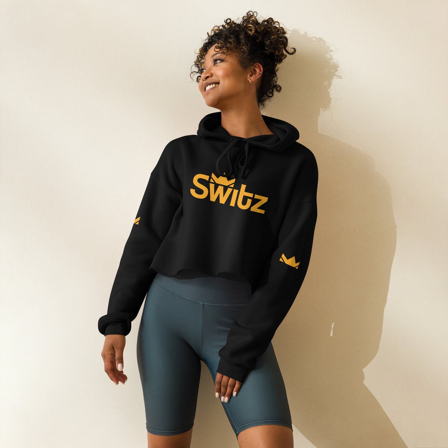SWITZ - GOLD - Womens Crop Hoodie