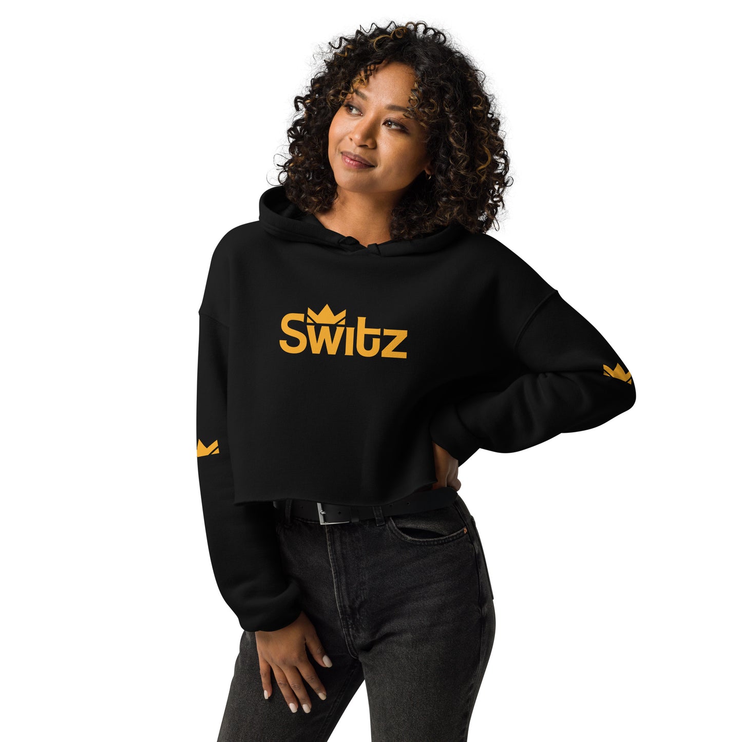 SWITZ - GOLD - Womens Crop Hoodie