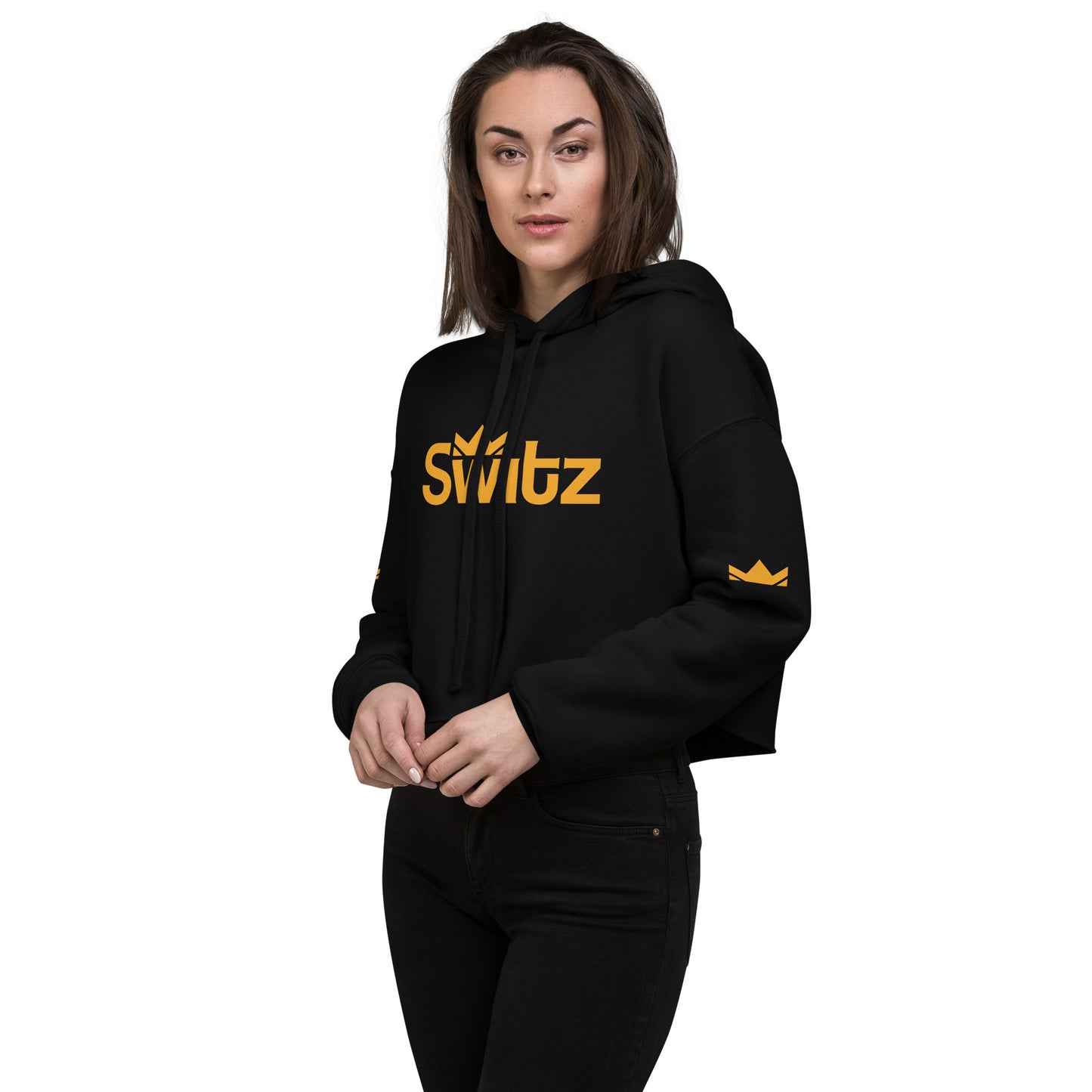 SWITZ - GOLD - Womens Crop Hoodie