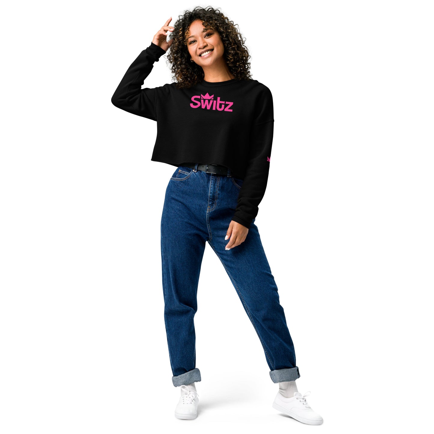 SWITZ - PINK - Women's Crop Sweatshirt