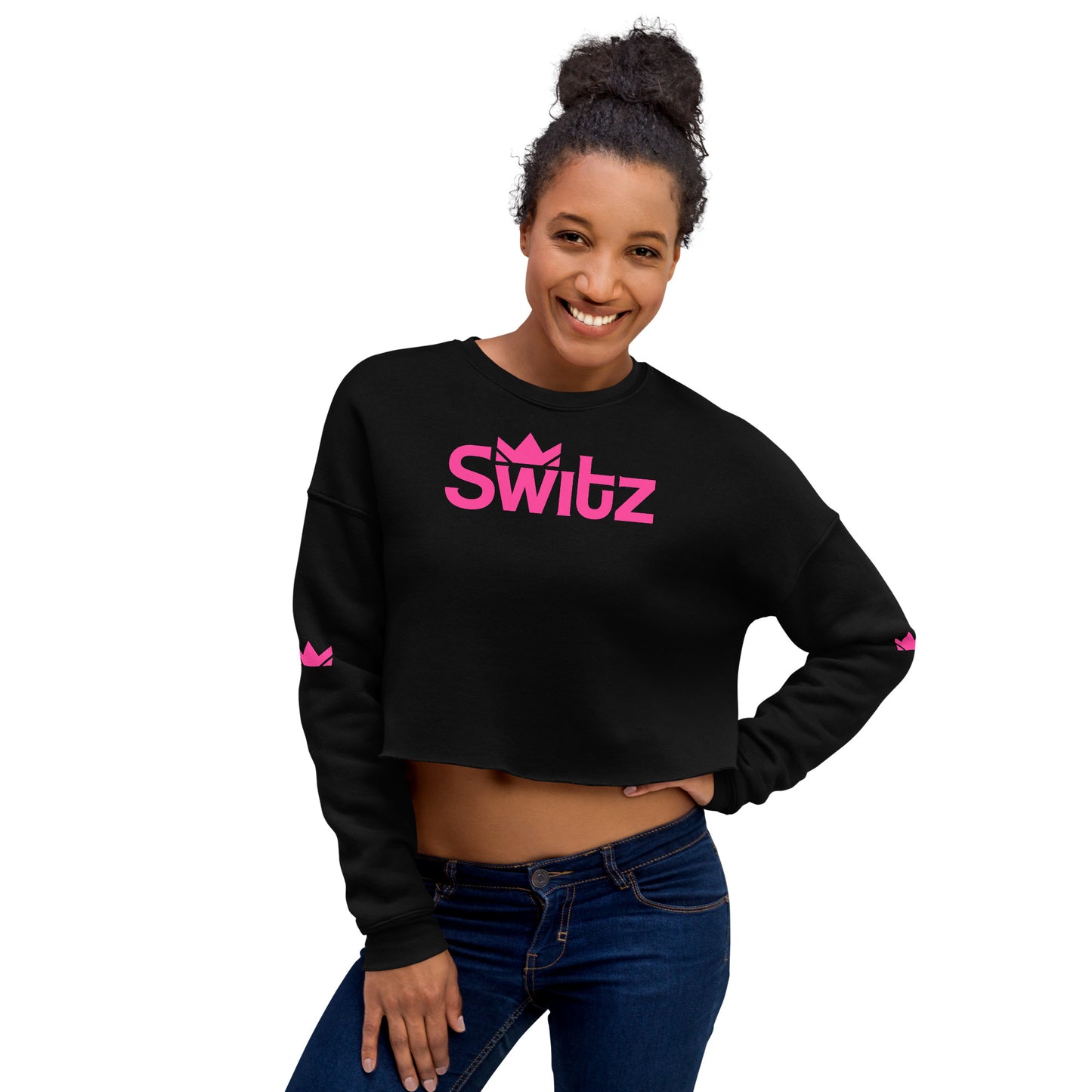 SWITZ - PINK - Women's Crop Sweatshirt