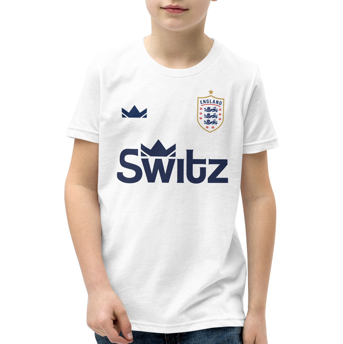 🏴󠁧󠁢󠁥󠁮󠁧󠁿 YOUTH - SWITZ ENGLAND FOOTBALL T-SHIRT - WHITE 🏴󠁧󠁢󠁥󠁮󠁧󠁿